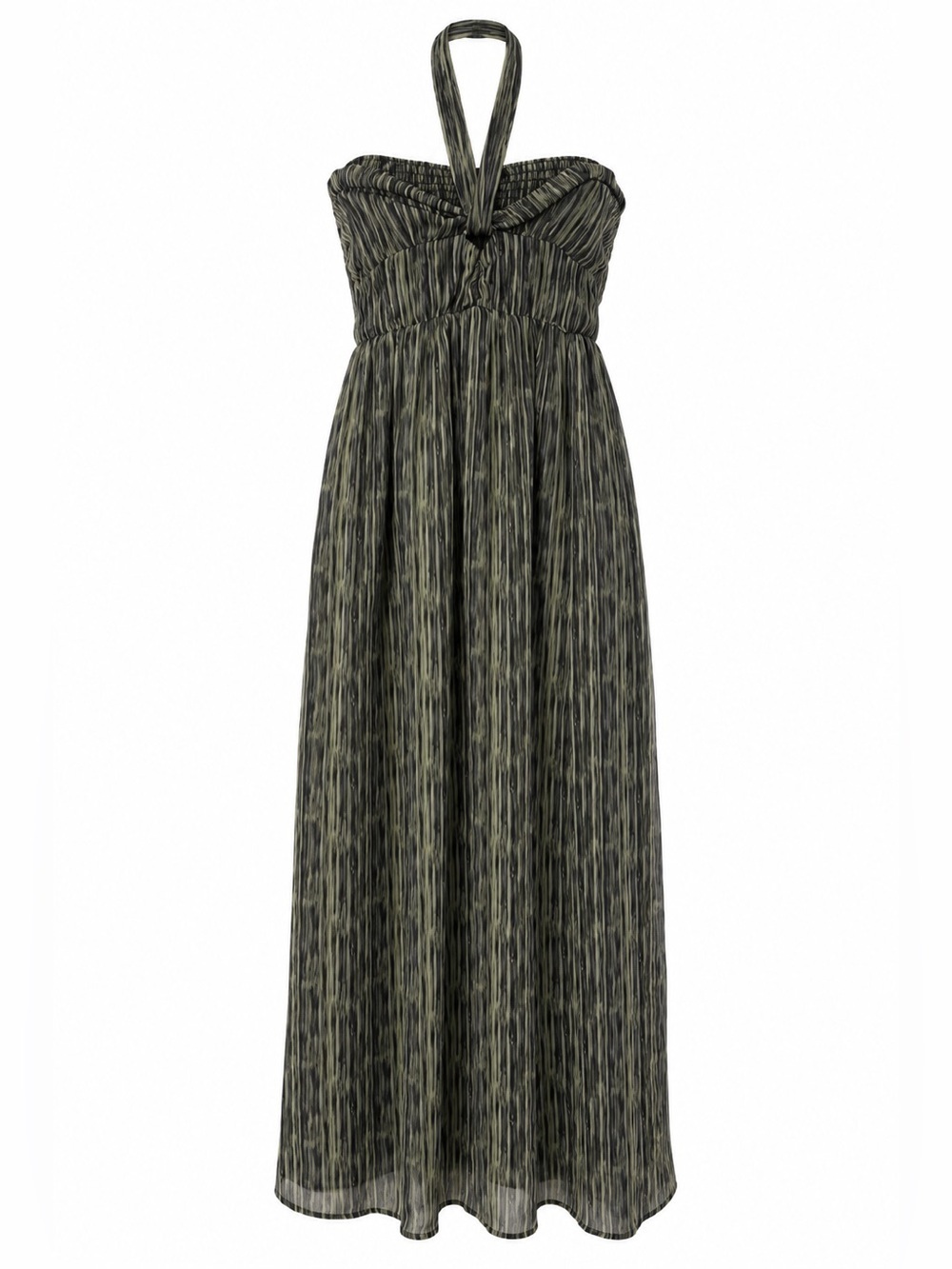 Deluc Olive Green and Black Strapless Maxi Dress